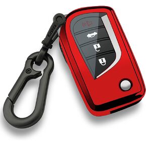 for Toyota key fob cover case,with keychain fit Camry Corolla RAV4 C-HR Yaris Fortuner Smart Remote Vehicle Accessories,Soft TPU key case,2-3-4 Buttons(Blue)