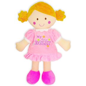 June Garden 14" Soft Dolly Ben - Stuffed Soft Baby Boy Doll for Birth and Up - Blue Outfit
