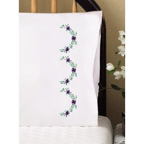Design Works Crafts Lilac Scallops Stamped for Embroidery Pillowcases, Purple