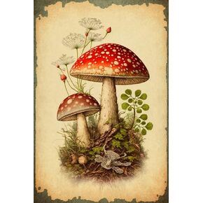 Diamond Painting Kits Vintage Mushroom World, Diamond Painting Cross Stitch 5D Round Diamond Crystal Gems Paste Art, Beginners Room Decor Living Room Decor Or Gift for Friends-12X16Inch