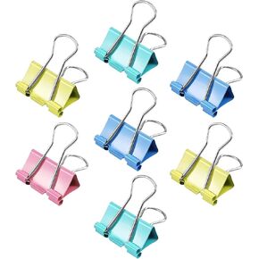 Binder Clips, 48pcs 1.25inch Colorful Tempered Steel Medium Binder Clips Paper Clamps Clips Office Supplies for Office, Home, School
