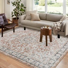 Lahome Vintage Bathroom Rug Runner, 2' 5" x 8' Kitchen Runner Rugs Non Skid Washable Ultra-Thin Carpet Runners for Hallways, Non Slip Oriental Laundry Room Rug Runner for Bedroom, Khaki
