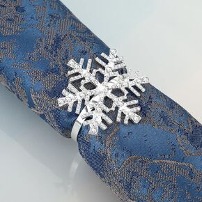 Patelai 6 Pieces Snowflake Napkin Rings Set Xmas Snowflake Napkin Holders Rhinestone Napkin Rings Holder for Christmas Wedding Party Table Supplies Decoration (Gold)