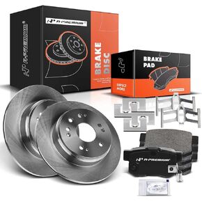 A-Premium 11.09 inch (281.7mm) Front Drilled and Slotted Disc Brake Rotors + Ceramic Pads Kit Compatible with Select Honda Models - CR-V 2002 2003 2004 L4 2.4L, 6-PC Set