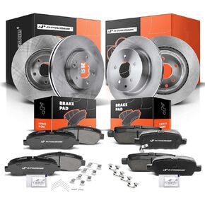A-Premium Front & Rear Drilled and Slotted Disc Brake Rotors + Ceramic Pads Kit Compatible with Select Nissan Models - Maxima 2009-2014 2016-2019, 3.5L, 12-PC Set