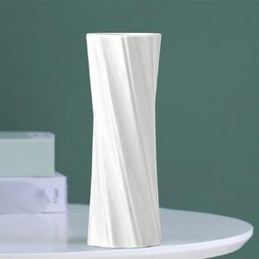 White Ceramic Vase, 8.4" H, Artistic Flower Vase Classic Style for Fireplace Bedroom Kitchen Living Room Centerpieces Office Desk, Fit for Holding Dried Flowers, Fresh Flowers, Artificial Flowers