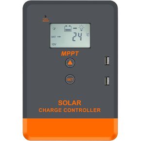 10A MPPT Solar Charge Controller 12V, PowMr 10 Amp 12 Volt Solar Panel Regulator with Digital LCD Display, Solar Intelligent Controller for 12V Lead-Acid, LiFePO4, Lithium Batteries