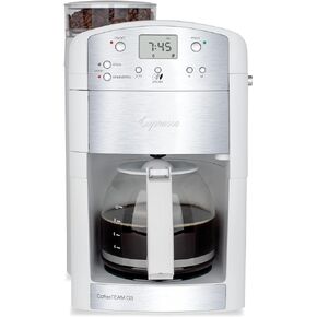 Capresso CoffeeTEAM GS 10-Cup Coffee Maker with Conical Burr Grinder, Glass Carafe 464.02 White