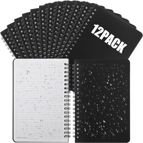 Jetec 2 Pcs 5 x 7 Inch Waterproof Graph Paper Spiral Notepads Grid Spiral Notebooks Weatherproof Tactical Stone Paper 64 Pages Nursing Notebook Police Journals for Outdoor (Black)