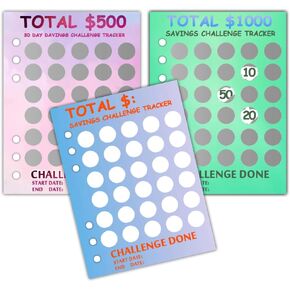 Scratch Off Money Saving Challenge Binder Trackers for 6 Ring A5 Binders,4 Pcs Per Pack in Saudi Arabia