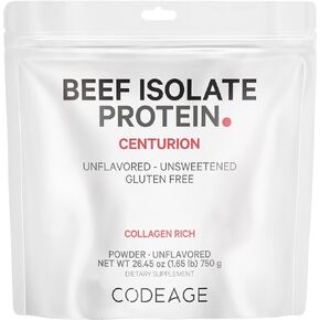 Codeage Grass-Fed Beef Isolate Protein Powder Supplement - 20 Amino Acids, Collagen-Rich - Athletes & Sports - Unflavored Carnivore Protein Supplement, BCAA & EAA Supplement - Gluten-Free - 26.45 oz