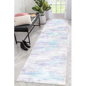 LIVEBOX Modern Abstract Hallway Runner Rugs 2.5x8, Ultra-Thin Black Kitchen Rugs Non-Slip, Soft Low-Pile Kitchen Runner Rugs Non Skid Washable, Carpet Runner for Entryway Laundry Room Bathroom
