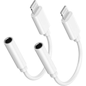 Apple MFi Certified Lightning to 3.5 mm Headphone Jack Adapter for iPhone, 2 Pack iPhone 3.5mm Aux Audio Adapter Converter Cable Dongle Compatible for iPhone 14 13 12 11 Pro Max XS XR X 8 7 6 iPad in Kuwait