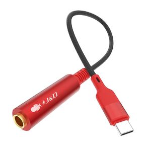 J&D USB Type C to 1/4 TS Audio Recording Adapter, USB C to 6.35mm TS Female Gutia Cable, Microphone Cord for Audio Recording, Bass, Electronic Piano, Drums, Compatible with iPhone 15 Series, 1 ft, Red