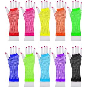 80s Costume Accessories Set Women Fancy Dress Tutu Knit Leg Glove Necklace Headband Earrings Glasses Rainbow