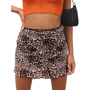 Ezcosplay Women High Waisted Mesh Mini Skirt Bodycon Stretchy Sexy Y2k Short Skirts