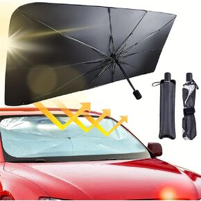 Car Windshield Sun Shade, Foldable Umbrella Sunshade/Cover for Most Cars Reflective Sunshade for Car Front Windshield