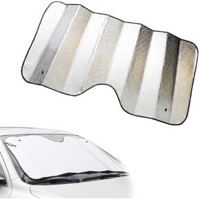 1 PC Car Windshield Sunshade, 55.11" x 27.55" Double Thickened Sun Protection Insulated Bubble Cotton Sun Visor Protective Cover, Multi-Function Accessory, for Cars, Trucks, SUVs (Silver)