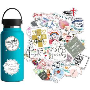 155 Spanish Bible Verse Stickers | Inspirational Christian Jesus Stickers Bible Journaling Supplies, Aesthetic Faith Stickers for Water Bottles, Religious Gifts