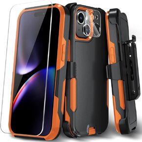 Xmon Case for iPhone 15 Plus, Heavy Duty Rugged Case Belt Clip Holster Kickstand Protective Cover [Shockproof] Compatible with Apple iPhone 15 Plus (Aqua)