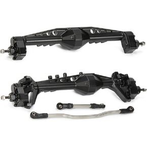 AMK CNC Aluminum 1.9 Capra Currie F9 Portal Axle Complete RTR Front Rear Kit with Offset Front Pumpkin for 1/10 RC Crawler UTB10 Upgrades (Black)