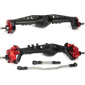 AMK CNC Aluminum 1.9 Capra Currie F9 Portal Axle Complete RTR Front Rear Kit with Offset Front Pumpkin for 1/10 RC Crawler UTB10 Upgrades (Black)