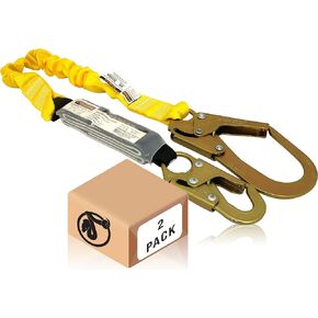KwikSafety - Charlotte, NC - BOA [1 PACK] External Shock Absorber Single Leg 6ft Safety Lanyard OSHA ANSI Fall Protection Restraint Equipment Snap Rebar Hook Connectors Construction Arborist Roofing
