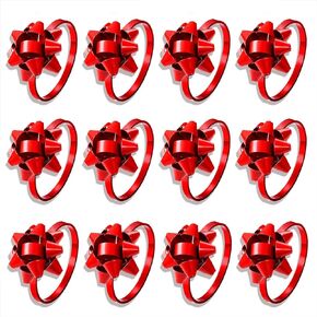 12PCS Christmas Napkin Rings Set for Table Settings, Festive Gift Bow Napkin Holder Rings for Christmas Thanksgiving New Year Party Dinner Table Decoration (12PCS Gold+Red+Green)