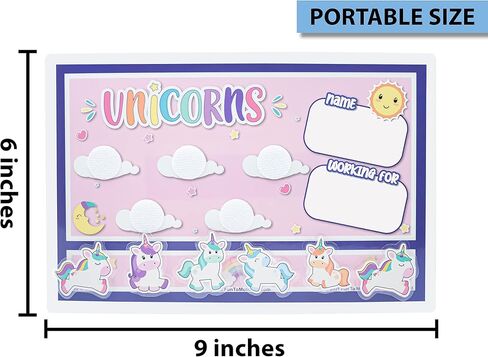 لوحة رمزية مغناطيسية قابلة لإعادة الاستخدام بطابع يونيكورن (6 بوصات × 9 بوصات)، مخطط مكافآت فريد ونابض بالحياة مع تصميم ممتع وجذاب للأطفال (الكمية 1) in Kuwait