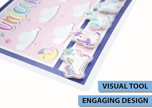 لوحة رمزية مغناطيسية قابلة لإعادة الاستخدام بطابع يونيكورن (6 بوصات × 9 بوصات)، مخطط مكافآت فريد ونابض بالحياة مع تصميم ممتع وجذاب للأطفال (الكمية 1) in Kuwait