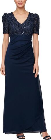 Alex Evenings Women's Wedding Guest Dress with V-Neck Stretch Sequin Bodice and Empire Waist (Petite and Regular Sizes) in Saudi Arabia