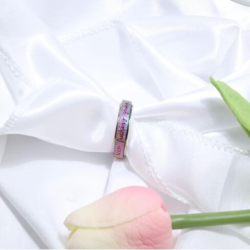 خاتم القلق للنساء حلقة التململ: حلقة الدوار حلقات التململ للقلق للنساء خاتم التململ للرجال من التيتانيوم المقاوم للصدأ خاتم الاستمرار في العمل خاتم فضي بألوان قوس قزح مقاس 6 7 8 9 10 in Kuwait