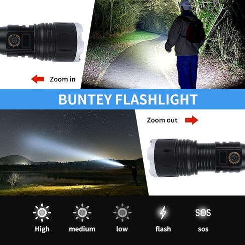 Flashlights High Lumens,Led Flashlight, Zoomable, High Lumen, Tactical Flashlight,Perfect for Camping and Adventure。 in Saudi Arabia