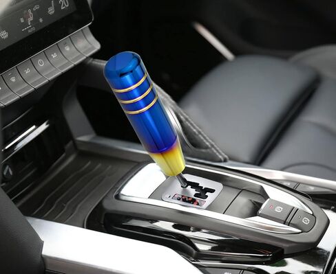 Arenbel 5" Weighted Car Racing Shifter Stick Lever Handles Polished Alloy Gear Shifter Grip Knob Head Fit Most Auto Manual Transmissions, Blue Gold in Saudi Arabia