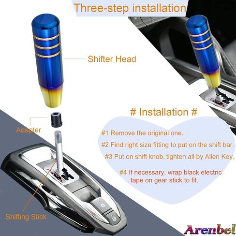 Arenbel 5" Weighted Car Racing Shifter Stick Lever Handles Polished Alloy Gear Shifter Grip Knob Head Fit Most Auto Manual Transmissions, Blue Gold in Saudi Arabia