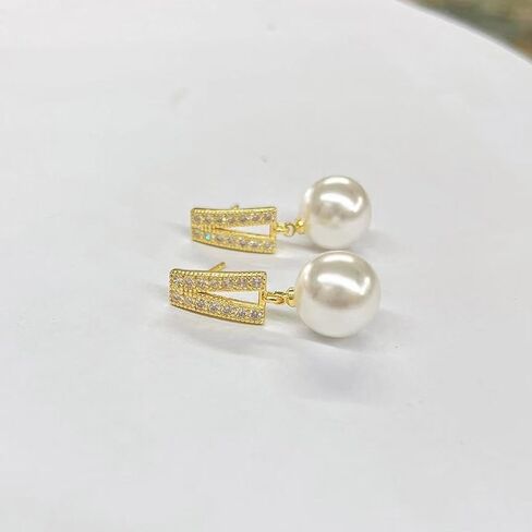 W WEILIRIAN Vintage Pearl Dangle Earrings Pearl Drop Earrings Crystal Bar Stud Earrings Gold Pearl Bead Earrings Pearl Wedding Earrings Jewelry for Women and Girls (Gold) in Saudi Arabia