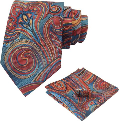 Ties for Men 3.15" Stripe Ties Set Formal Satin Necktie and Pocket Square with Cufflinks Set for Men in Saudi Arabia
