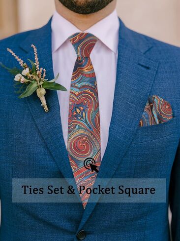Ties for Men 3.15" Stripe Ties Set Formal Satin Necktie and Pocket Square with Cufflinks Set for Men in Saudi Arabia