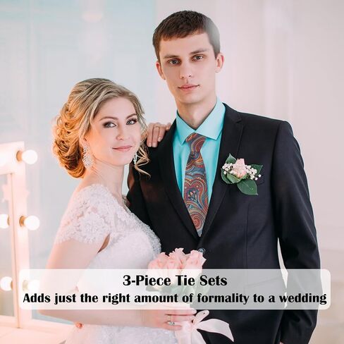 Ties for Men 3.15" Stripe Ties Set Formal Satin Necktie and Pocket Square with Cufflinks Set for Men in Saudi Arabia