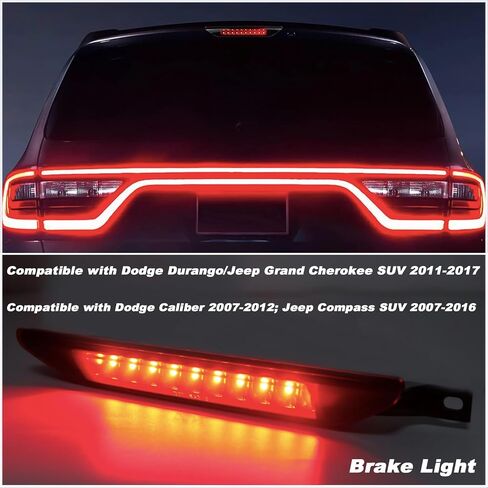 High Mount Stop LED Third Brake Light Fit For 2011-2017 Dodge Durango Jeep Grand Cherokee Dodge Caliber Jeep Compass(Smoke) in Saudi Arabia