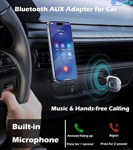 محول جهاز إرسال بلوتوث 5.3، محول بلوتوث AUX لموسيقى السيارة/المكالمات بدون استخدام اليدين، جهاز إرسال بلوتوث للتلفزيون/الطائرة/الكمبيوتر الشخصي، جهاز استقبال بلوتوث للستيريو المنزلي/مكبر الصوت in Kuwait