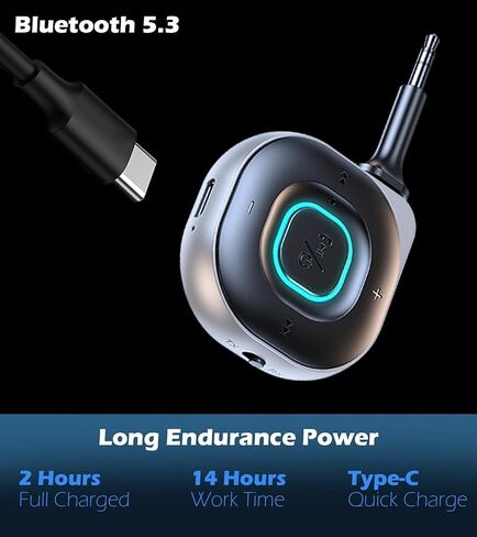 محول جهاز إرسال بلوتوث 5.3، محول بلوتوث AUX لموسيقى السيارة/المكالمات بدون استخدام اليدين، جهاز إرسال بلوتوث للتلفزيون/الطائرة/الكمبيوتر الشخصي، جهاز استقبال بلوتوث للستيريو المنزلي/مكبر الصوت in Kuwait