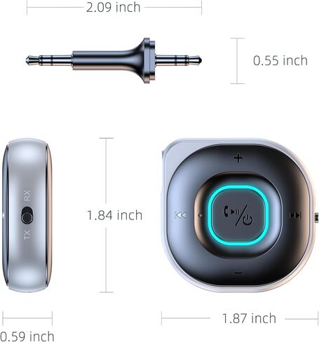 محول جهاز إرسال بلوتوث 5.3، محول بلوتوث AUX لموسيقى السيارة/المكالمات بدون استخدام اليدين، جهاز إرسال بلوتوث للتلفزيون/الطائرة/الكمبيوتر الشخصي، جهاز استقبال بلوتوث للستيريو المنزلي/مكبر الصوت in Kuwait