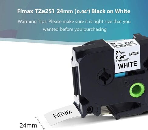 شريط ملصقات Fimax 6 عبوات Tz 24 مم 0.94 بوصة متوافق مع Brother Tze-151 Tze-251 Tze-451 Tze-551 Tze-651 Tze-751 Tze شريط ملون مقاس 1 بوصة لصانع الملصقات Brother Ptouch PT-D600 PT-D610BT PT-P710BT in Kuwait