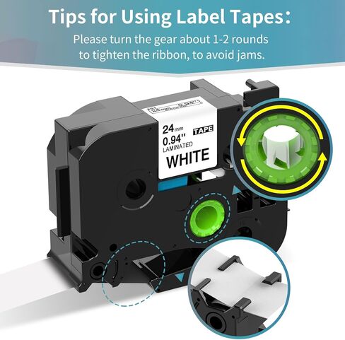شريط ملصقات Fimax 6 عبوات Tz 24 مم 0.94 بوصة متوافق مع Brother Tze-151 Tze-251 Tze-451 Tze-551 Tze-651 Tze-751 Tze شريط ملون مقاس 1 بوصة لصانع الملصقات Brother Ptouch PT-D600 PT-D610BT PT-P710BT in Kuwait