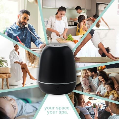 SpaRoom Mini Majesto Aromatherapy Ultrasonic Misting Essential Oil Diffuser for Medium Rooms, 100 mL Water Capacity, Matte Black in Saudi Arabia