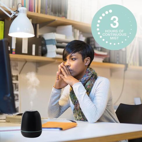 SpaRoom Mini Majesto Aromatherapy Ultrasonic Misting Essential Oil Diffuser for Medium Rooms, 100 mL Water Capacity, Matte Black in Saudi Arabia