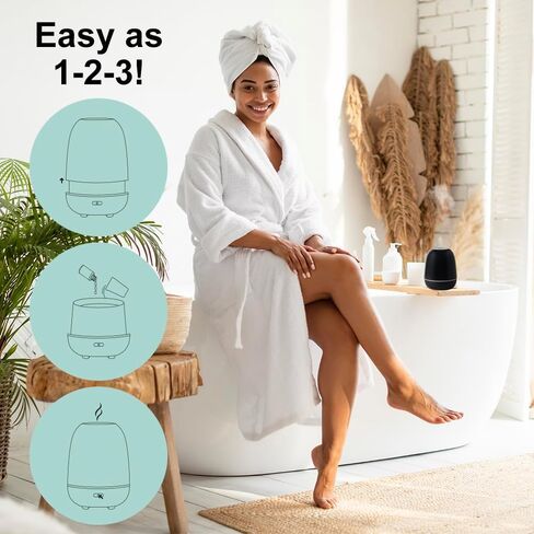 SpaRoom Mini Majesto Aromatherapy Ultrasonic Misting Essential Oil Diffuser for Medium Rooms, 100 mL Water Capacity, Matte Black in Saudi Arabia