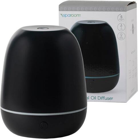 SpaRoom Mini Majesto Aromatherapy Ultrasonic Misting Essential Oil Diffuser for Medium Rooms, 100 mL Water Capacity, Matte Black in Saudi Arabia