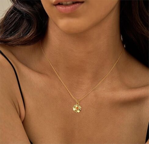 ASCOMY Dainty Gold Necklace for Women Diamond Birthstone Necklaces 14K Gold Plated Birth Flower Necklace Emerald Birthstone Blue Green Cubic Zirconia Pendant Necklace Birthday Jewelry Gifts for Women in Kuwait